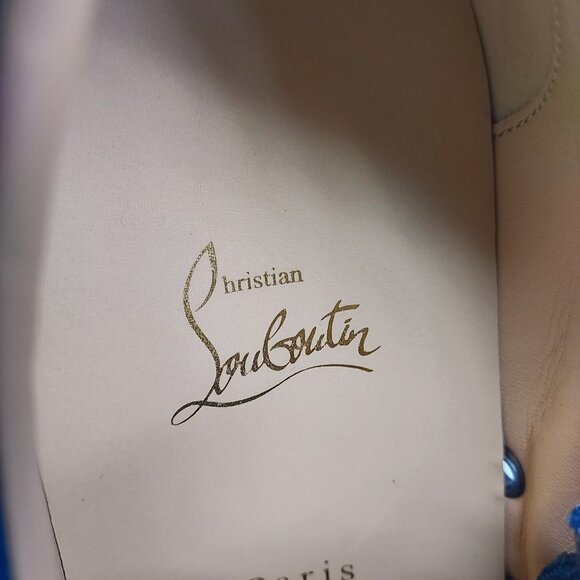Christian Louboutin Blue WOMENS Louis Junior Strass Bejeweled Low Top Sneaker - Picture 6 of 12
